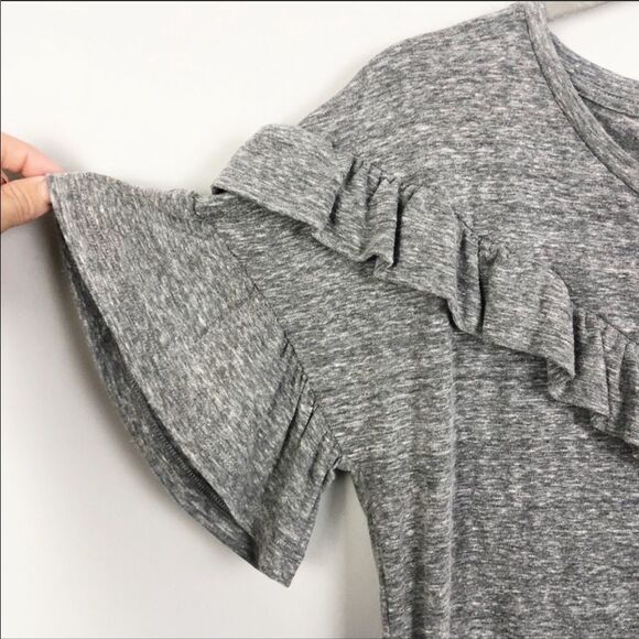 PAIGE | NEW Adalie Short Sleeve Ruffle Dress Heathered Gray Women’s Size X-Small - Picture 7 of 14